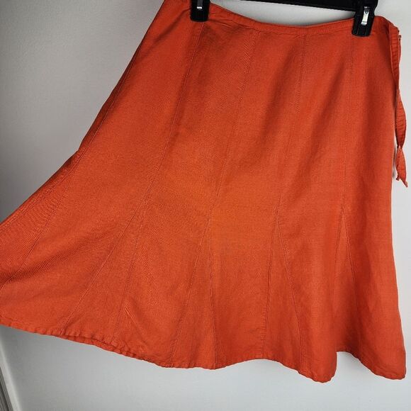 Sherry Taylor A-line Orange Cotton Rayon Skirt Knee Length Midi Size M - Picture 7 of 10